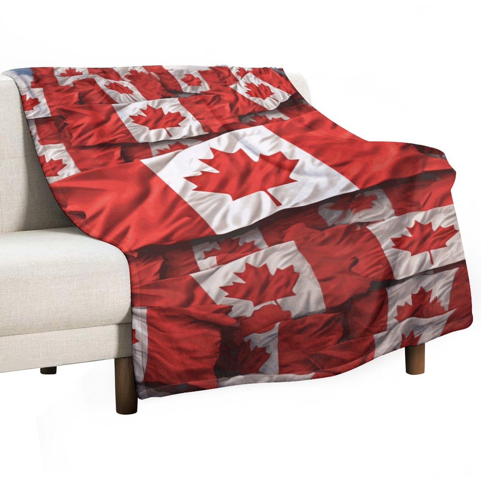 Couverture flanelle drapeau canadien plaid chaud pour canapé-lit
