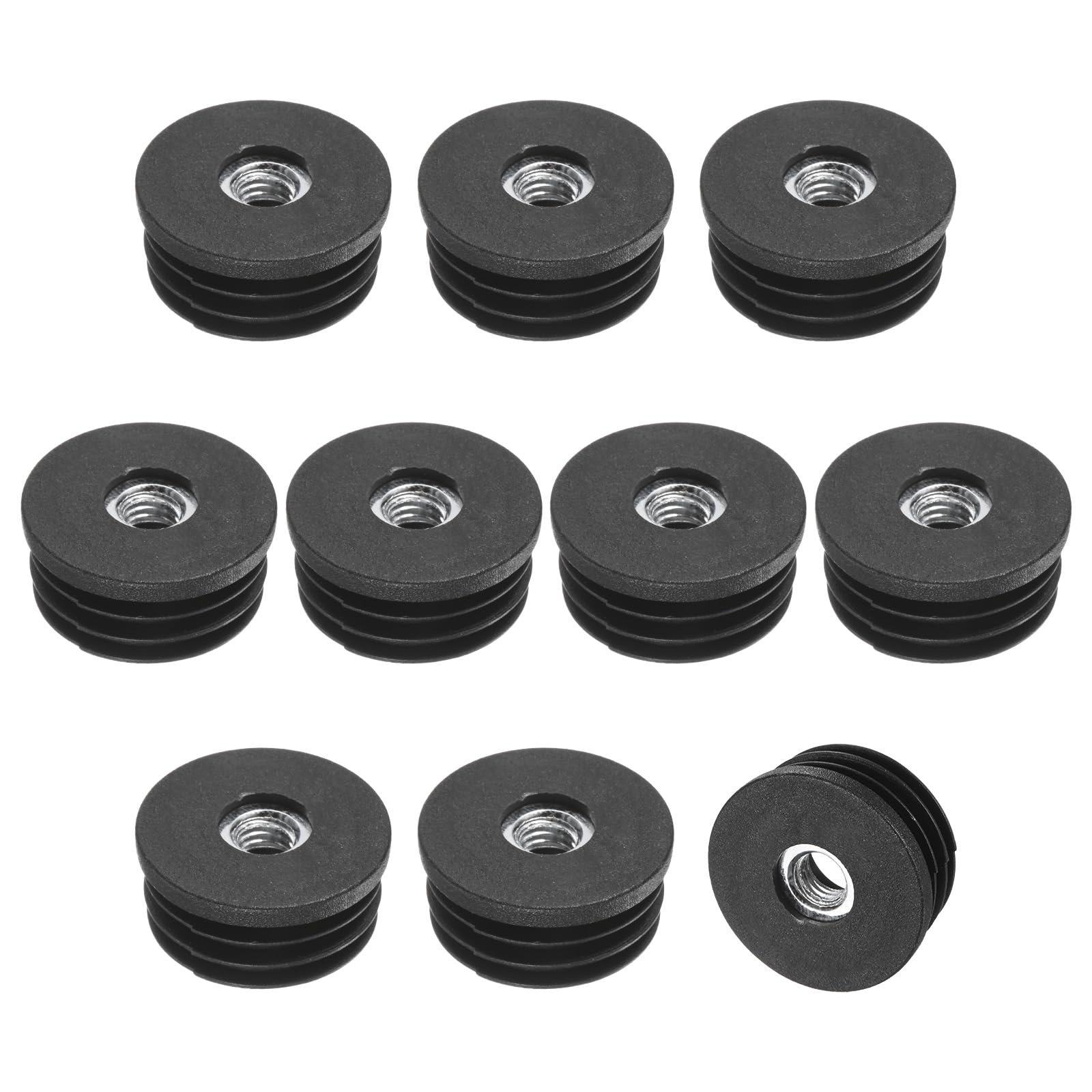 M METERXITY 10-Pack Inserts for Round Tubes with M8 Thread, 1.26" (32mm) OD Plastic Tube Insert for Chair/Table/Caster