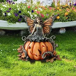 Estaca de jardim de acrílico de fada e abóbora de Halloween, decoração interna e externa, presente ideal para enfeite de vaso de flores e embelezamento de paisagem, adequado para quintal, pátios e
