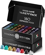 ROSSO CAFFÈ Espresso Coffee Pods, Compatible with Nespresso Original Machines, Reserve Variety Pack, 160 Capsules - Made in Italy