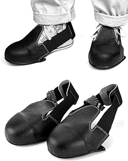 QWORK Steel Toe Cap Safety Overshoes Workplace Anti-smash Cover with Adjustable Strap for Men/Women, 2 Pairs (Size 5-12 US)