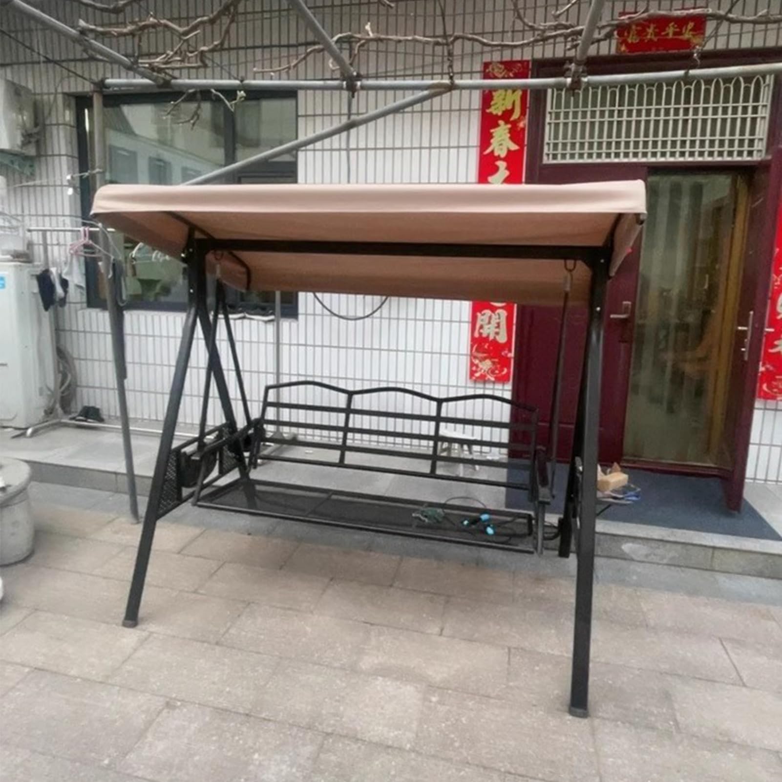 Tetto di Ricambio per Dondolo,2 3 posti Tettino Parasole Impermeabile Anti-UV Tetto del Dondolo da Giardino Telo per Altalena Hollywood Sostituzione,3 Seater:195×122cm/77.8×48in