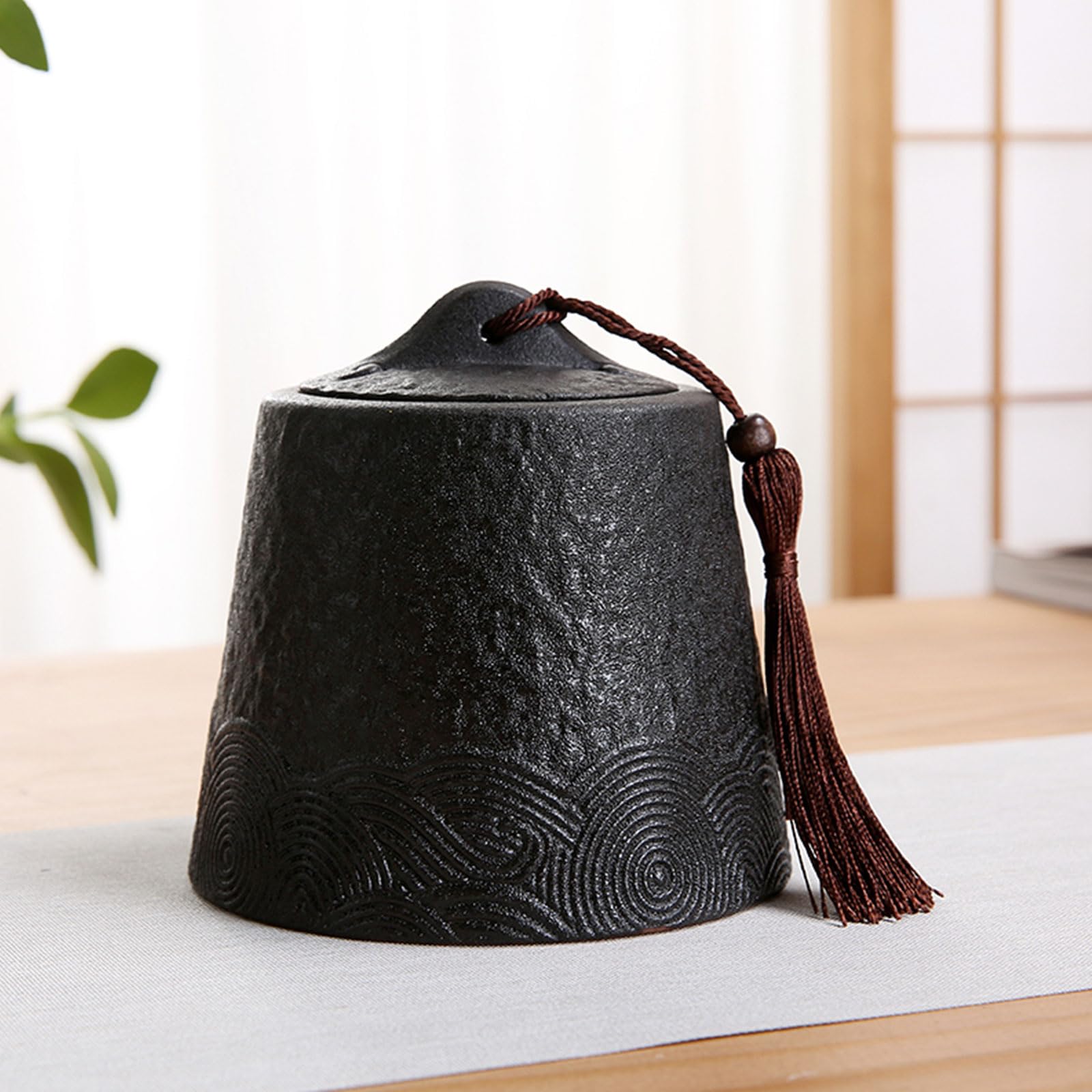 Urny do kremacji zwierząt domowych, Mała ceramiczna urna kremacyjna na prochy ludzkie, czarna(Cylindrical)