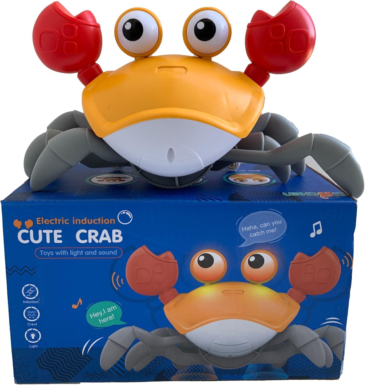 Crawling Crab Baby Toy with Light Up for Kids Toddlers, Musical Toy with Automatically Avoid Obstacles, Sensory Walking Crab Toy for Kids Up to 3-12 Months, Tummy Time Crab Pet Toy Gift