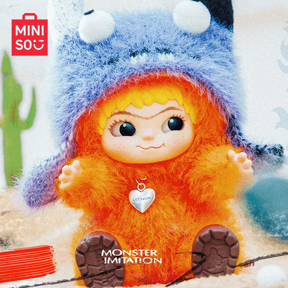 MINISO WAKUKU Blind Box Fuzzy Trendy Fun Party Series - 6.7" Adorable Vinyl Plush Collectible Action Figures, Vivid Ornament Surprise Holiday Birthday Gift for Girls and Boys, Random Single Box