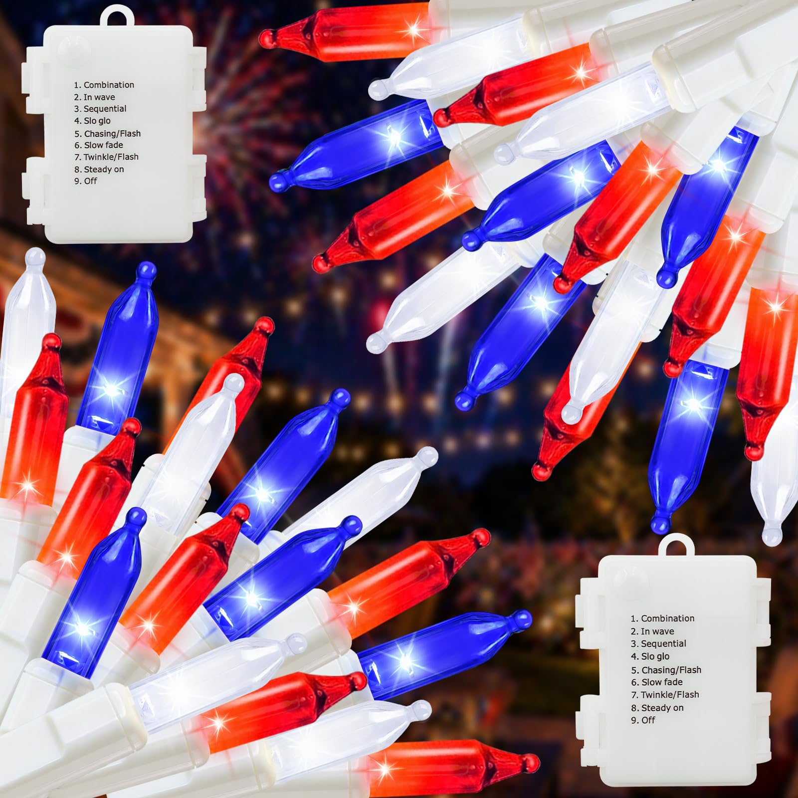 Amazon.com: Couah 2 Pack 100 LED 38.4FT Red White and Blue Lights