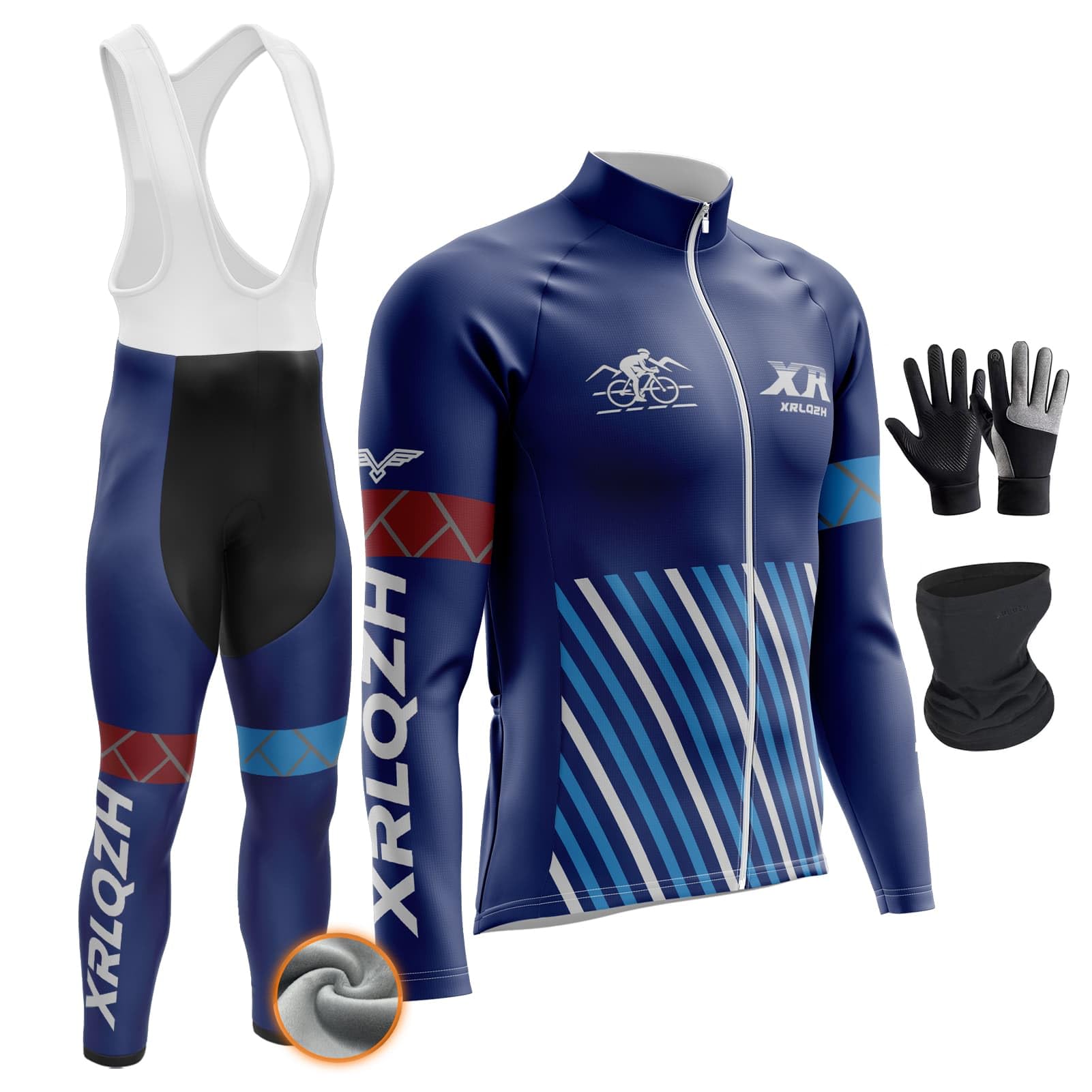 Męski strój rowerowy, sprzęt rowerowy na zimną pogodę, zimowy długi rękaw, koszulka kolarska, zestaw dla mężczyzn, ciepłe ubrania rowerowe, 9D wyściełany śliniak obcisły termiczny