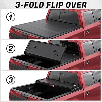 5.8FT Fiberglass Hard Tri Fold Truck Bed Tonneau Cover Compatible for 2014-2018 Chevy Silverado/GMC Sierra 1500 Fleetside 69.3Inch