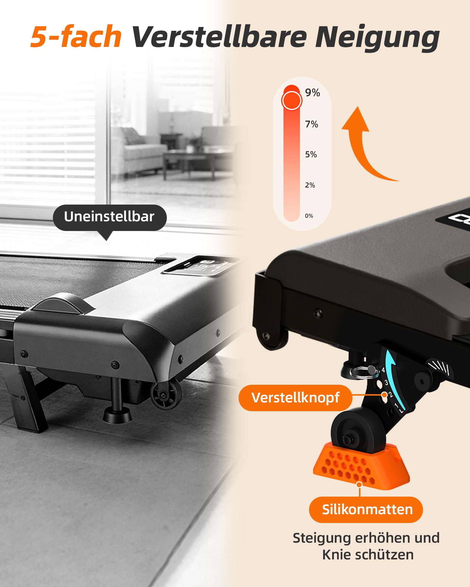 Lichico 3-in-1 Walking Pad mit 9% Steigung-Laufband für Zuhause Klein/Laufband Klappbar, platzsparendes Heimtraining mit max. 150 kg Belastbarkeit, wählbar in 3 Ausführungen