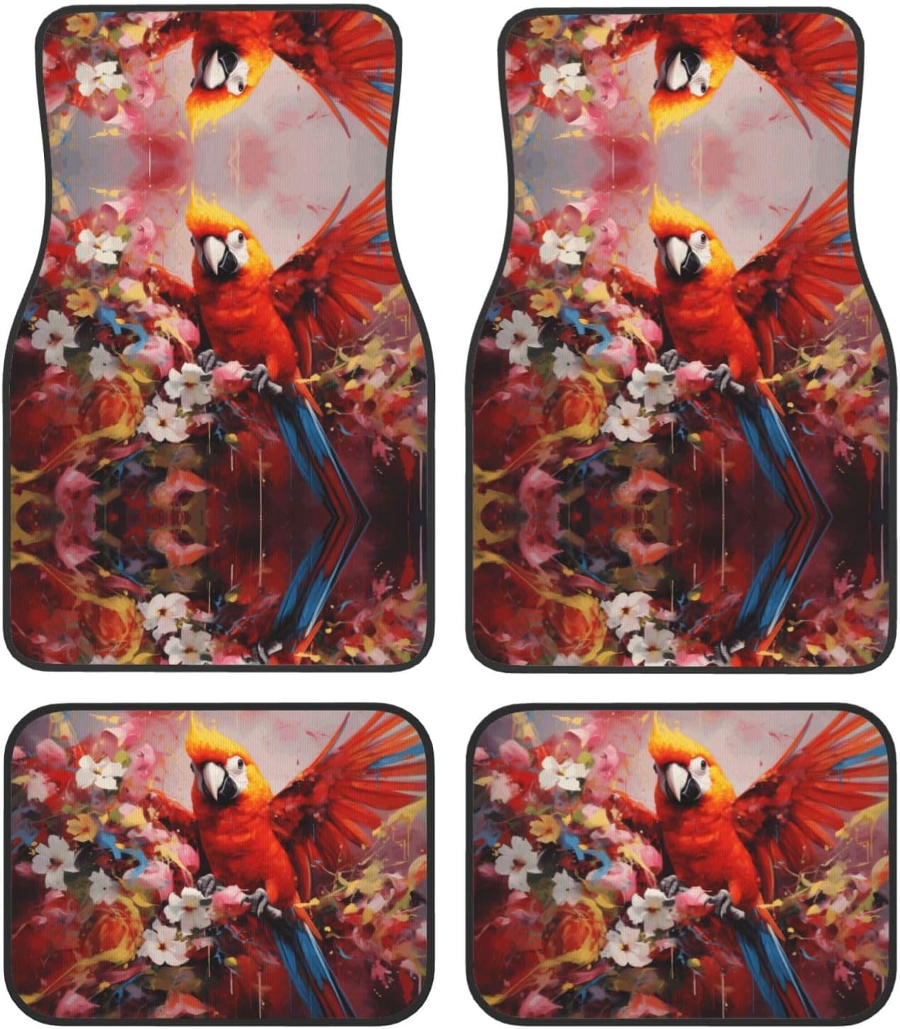 Parrot Art Paintings Patterned car mats 4-piece set | For cars/SUVs/trucks | Firm fit without displacement