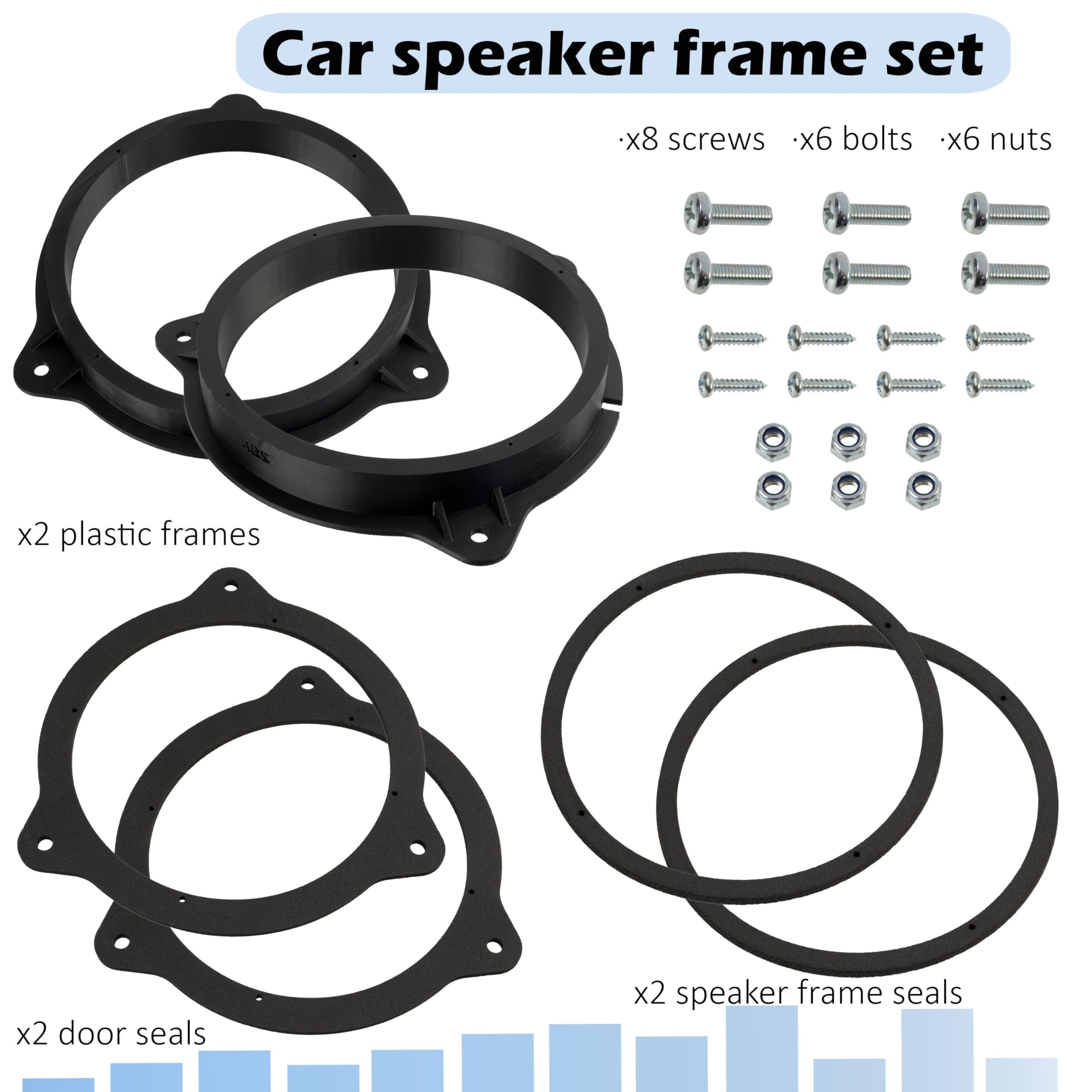 AERZETIX | Juego de 2 adaptadores para altavoces Ø165 mm en plástico ABS | compatible con Dacia Sandero II SD/Stepway, Nissan Qashqai I (J10), Renault Captur I (J87), Scenic IV J97, Seat Leon III (5F)