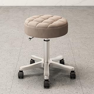 Swivel Work Stool Round Rolling Stools,Rolling Chair, Height Adjustable Swivel Stool for Salon Massage Tattoo Home Office/Light Gray (Light Brown)