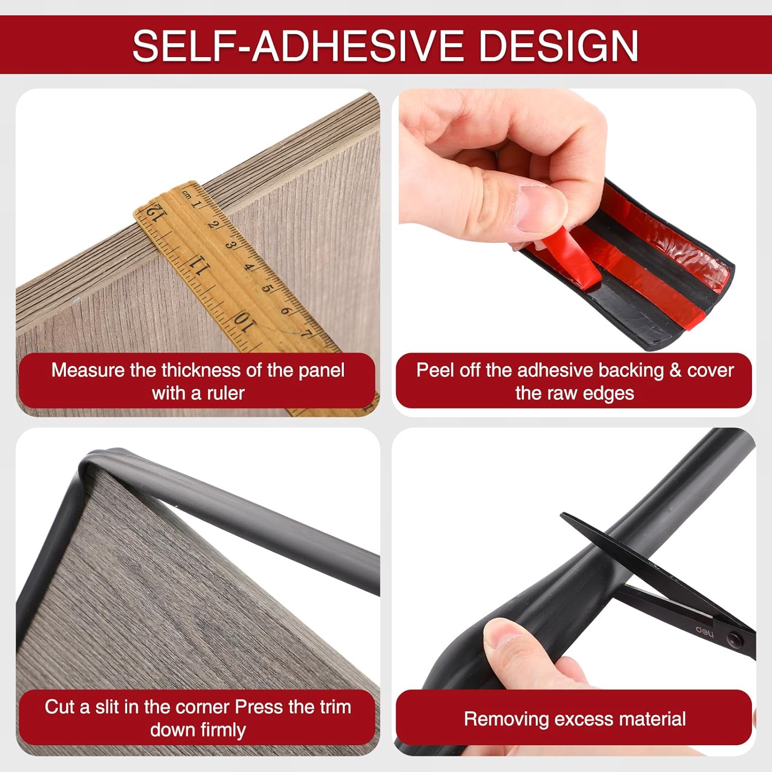 20 ft Rubber Edge Trim 3/8 Inch Self-Adhesive Flexible U Channel Edge Protector for Sealing and Guarding Sharp Metal on Car Doors, Black