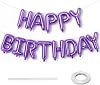 Purple Happy Birthday Balloon Banner, 16 Inch Lilac Happy Birthday Bunting Banner with Letter Foil Balloons for Girl Women Princess Galaxy Magic Witch Glam Theme Birthday Party Decorations Supplies
