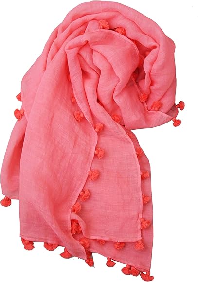 Amazon | [シトラス] 正規品 カラフルPOMPOM リネンストール (coral