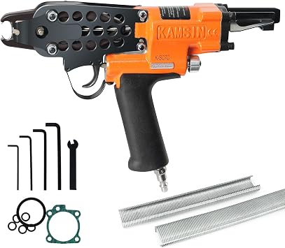 K-SC7C 15 Gauge Pneumatic Hog Ring Gun 3/4-Inch Crown 4.8mm Closure Diameter Hog Ring Stapler Air Power Hog Ring Plier Hog Ring Staple Gun C Ring Stapler