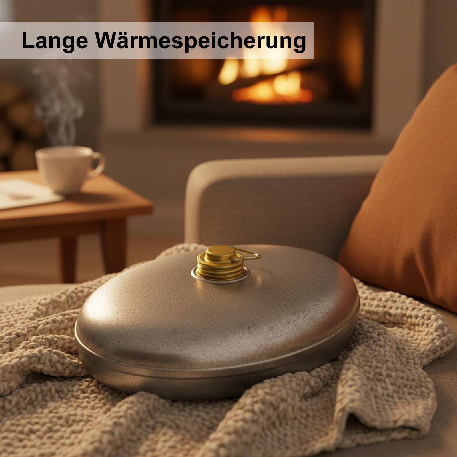 BURI Borsa dell'acqua calda da 3 litri in zinco – robusta borsa dell'acqua calda in metallo argento, prodotta in Germania, durevole e sicura, facile da riempire, ideale per trattamento termico, relax
