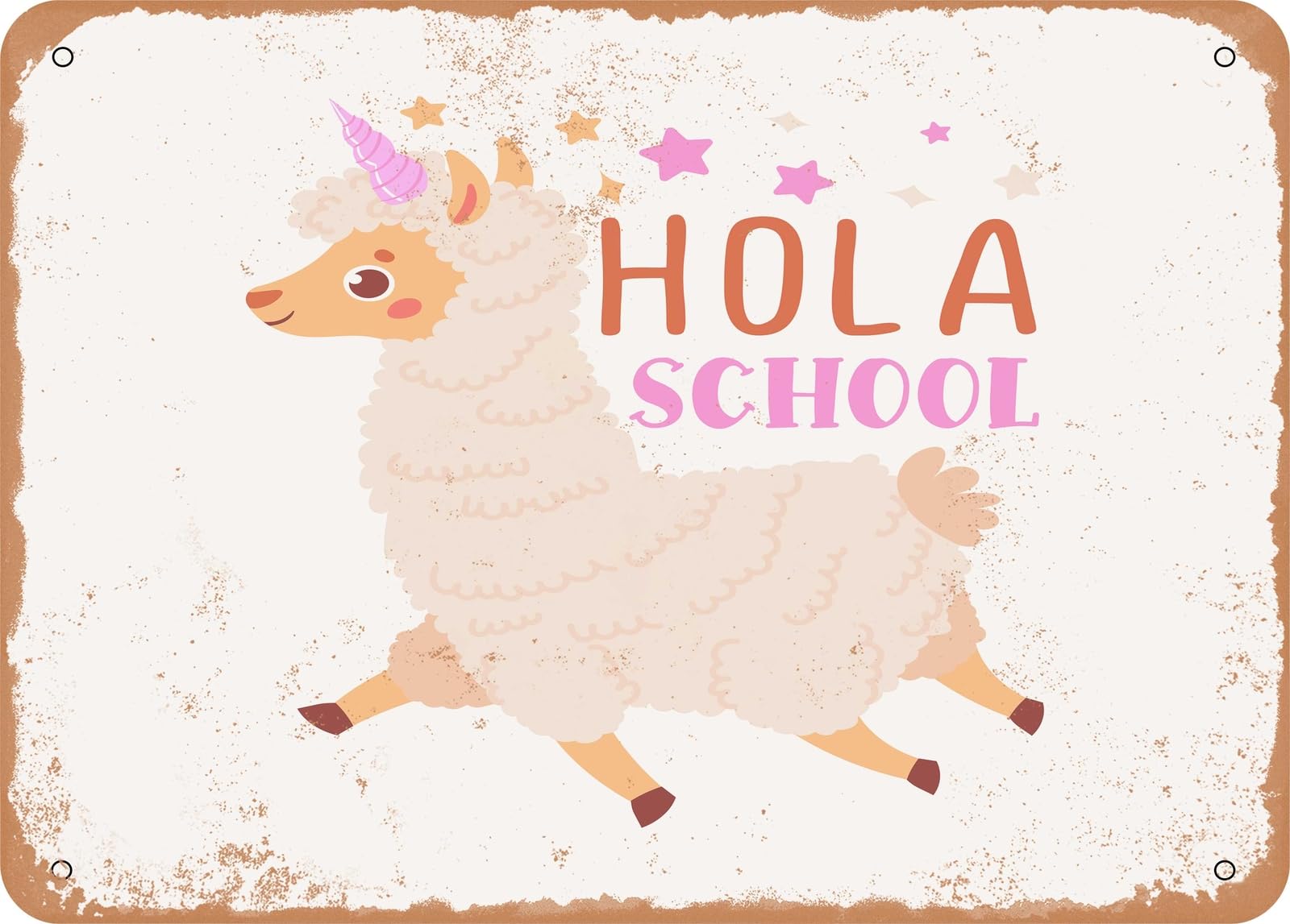 Metal Sign - Hola School - Vintage Rusty Look Sign home decor