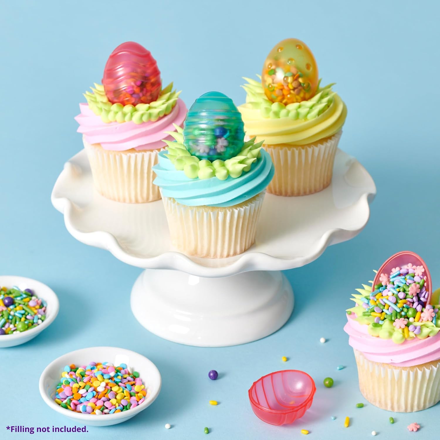 DecoPac Easter Egg Rings, Cupcake Decorations, Fillable Egg Cupcake Toppers, Food Safe Cake Topper – 24 Pack image 5