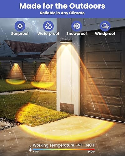 Miniatura 5 de Luces solares para valla al aire libre, paquete de 10 luces de valla blancas cálidasneutralesfrías alimentadas por energía solar con 2 LED, IP65