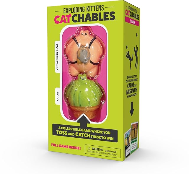 Foto 3 de 6 de Exploding Kittens Catchables Cat Wearing A Cat and Catcus - Juego de lanzamiento y captura (paquete de 2)