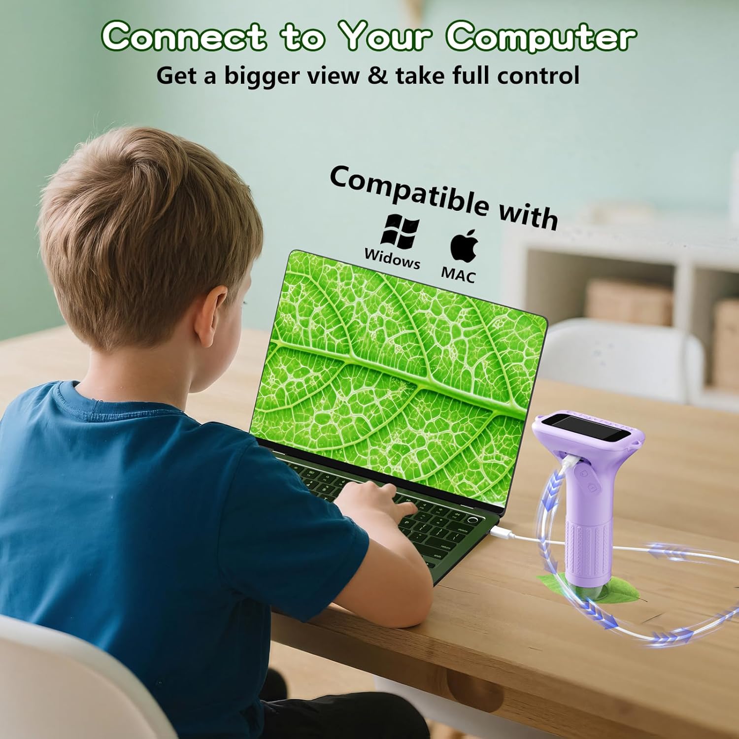 Odatay Microscope for Kids with 12 Slides, 100X-1000X 1080P Digital Handheld Kids Microscope, Mini Portable Pocket Miniscope Science Toys Gifts for 3+ 4 5 6 7 8 9 10 11 12 Year Old Boys Girls, Purple