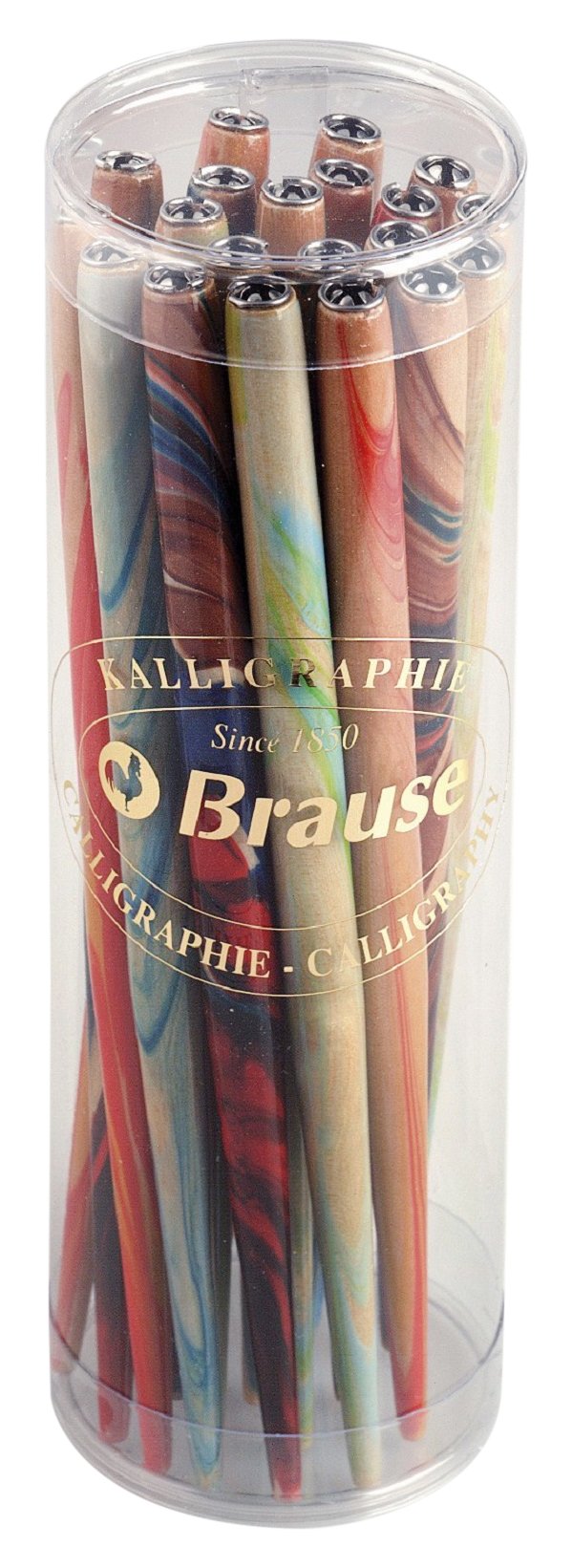 Brause 1619B Kalligraphie Box (mit 20 Federhaltern aus Holz, unifarben, ideal für die Kalligraphie) 20er Pack farbig sortiert