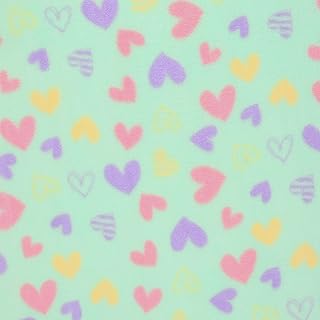 Mook Fabrics Printed Super Soft Velour Fleece (60'' Wide) Double Brushed - Hearts, Mint Cut by The Yard - Buy now