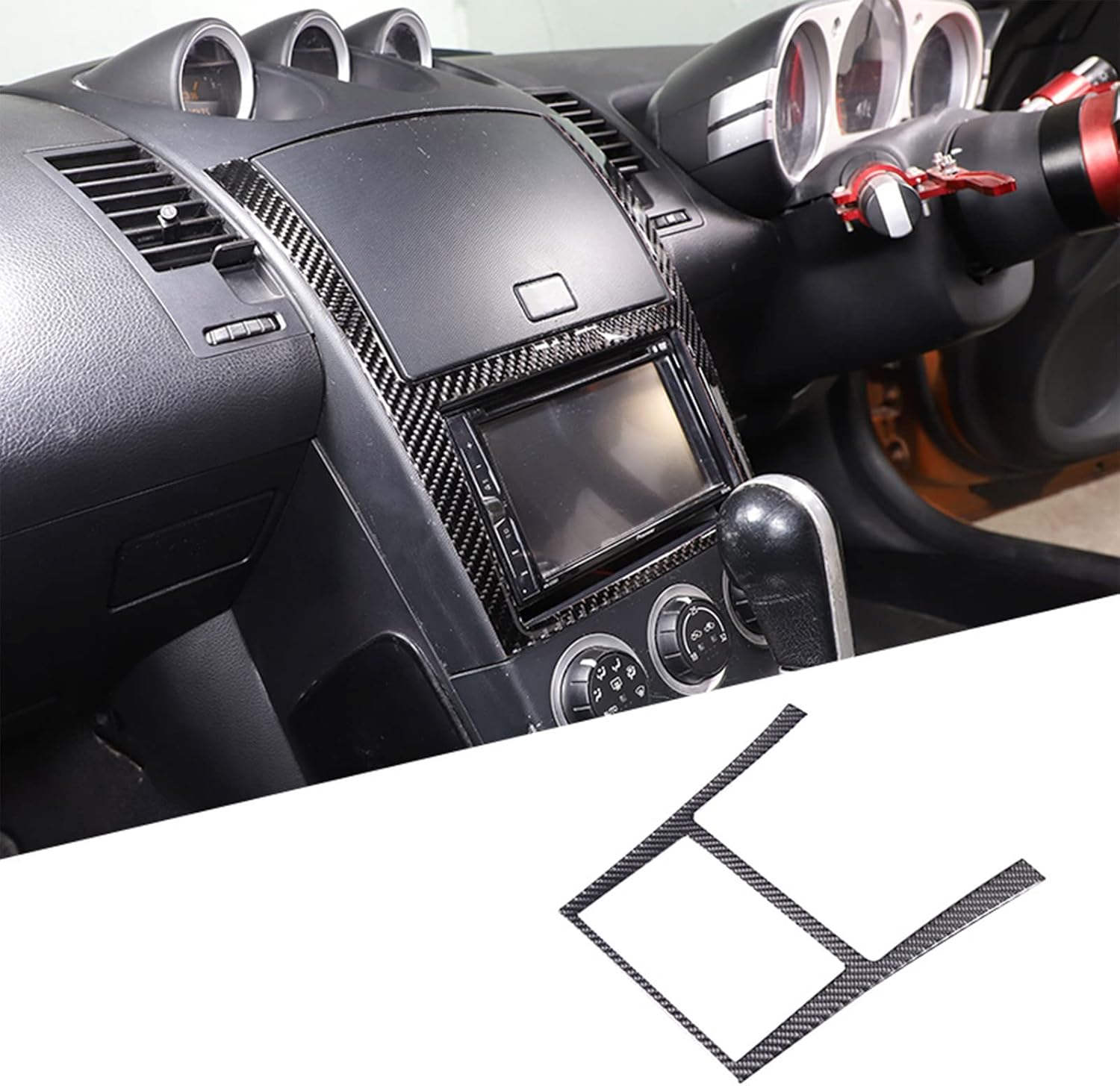 HAPPYHORSE Car Inner Carbon Fiber for Ni-ssan 350Z 2003-2006 Car Interior Carbon Fiber Decoration Sticker Accessories (LKLW-ASCF-2223)