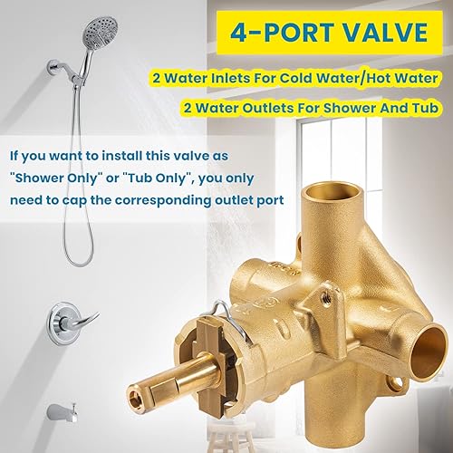 Miniatura 4 de Repuesto para válvula de equilibrio de presión Posi-Temp Moen 2520 Válvula de ducha y bañera de latón Conexión CC de 12 pulgada con cartucho de