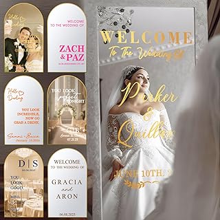 Custom Wedding Mirror Decal Welcome to Our Wedding Sign Personalized Vinyl Letter Stickers with Bride Groom Names Customized for Reception Bridal Shower Party Decor