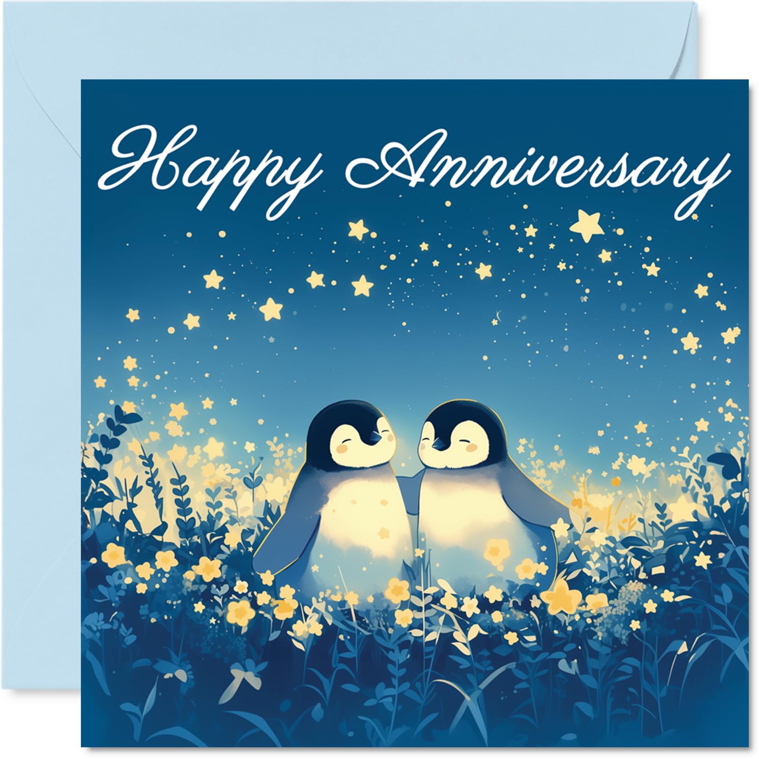 Cute Anniversary Card - Penguins in Love - Romantic Happy Anniversary Card for Women Men, 145mm Sweet I Love You Anniversaries Greeting Cards