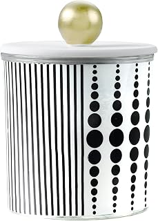 Iced Snowberries Monochrome Jar Candle - Elegant Black & White Candle with Gold Lid, Single Wick, Stylish Scented Candle, 40-60 Hours Burn Time