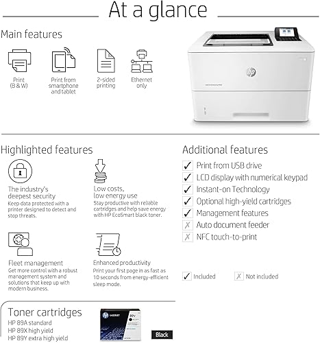 Miniatura 3 de HP Laserjet Pro 4001dw Wireless Monochrome Laser Printer, Green - Print only - 2-line LCD Display, 42 ppm, 1200 x 1200 dpi, Auto 2-Sided Printing
