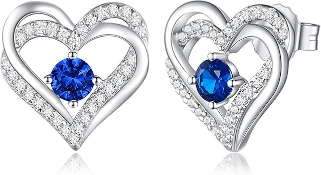 CDE Women Earrings 925 Sterling Silver Heart Stud Jewellery for Women Christmas Anniversary Birthday Jewelry Gifts for Her Women