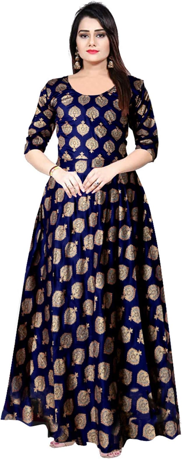 Trendy FabWomen Rayon A-Line Western Maxi Dress Gown for Girl/Women/Ladies (Free Size Upto XXL)