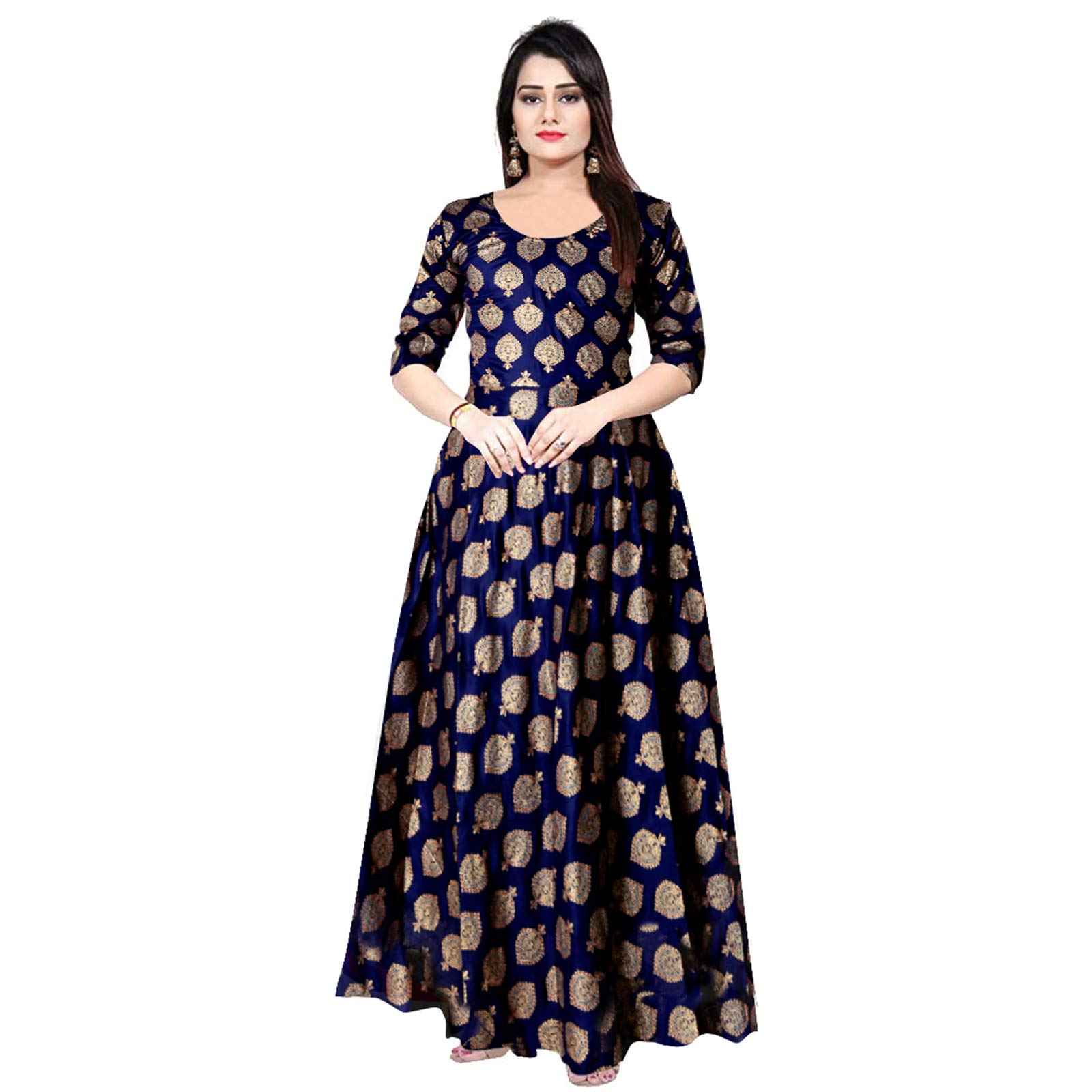 Trendy FabWomen Rayon A-Line Western Maxi Dress Gown for Girl/Women/Ladies (Free Size Upto XXL)