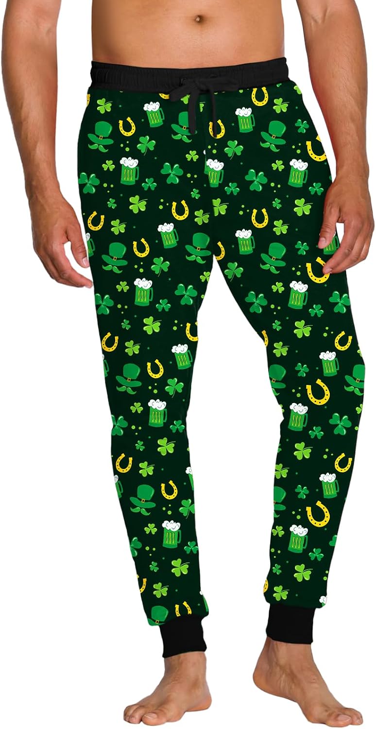 Deerose Mens St Patricks Day Pajama Pants Drawstring Elastic Waist Pants with Pockets