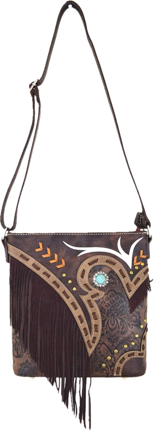 Western Cowgirl Fashion Style Leather Fringe Crossbody Handbags Women Purse Country Everyday Shoulder Bag - Image 3