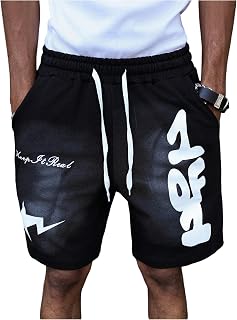 Men's Graphic Shorts Drawstring Elastic Waist Y2k Workout Summer Casual Shorts Streetwear