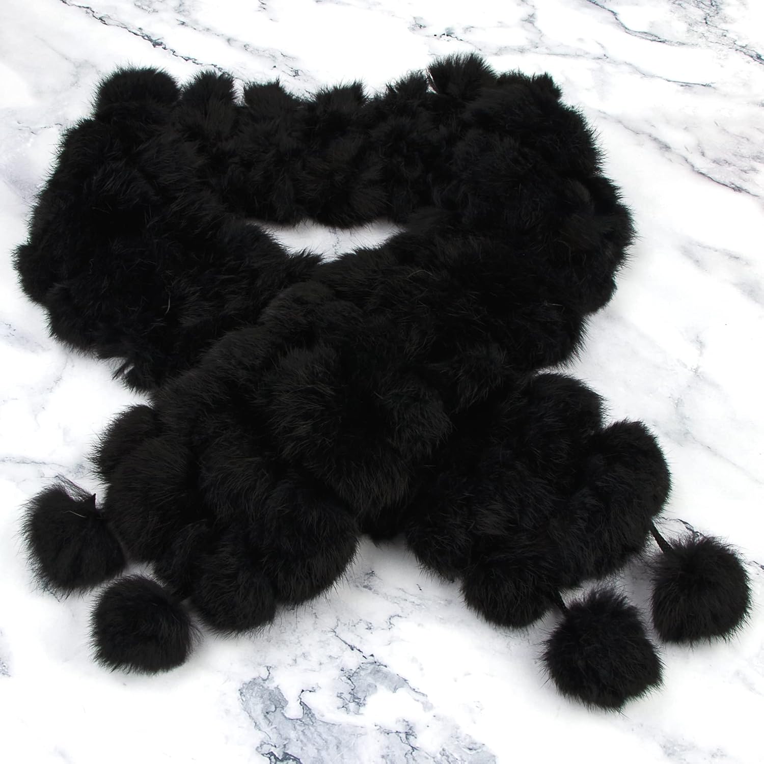 bvya Winter Women Girls Real Rabbit Soft Fur Scarf Warm Neck Wrap - Image 3