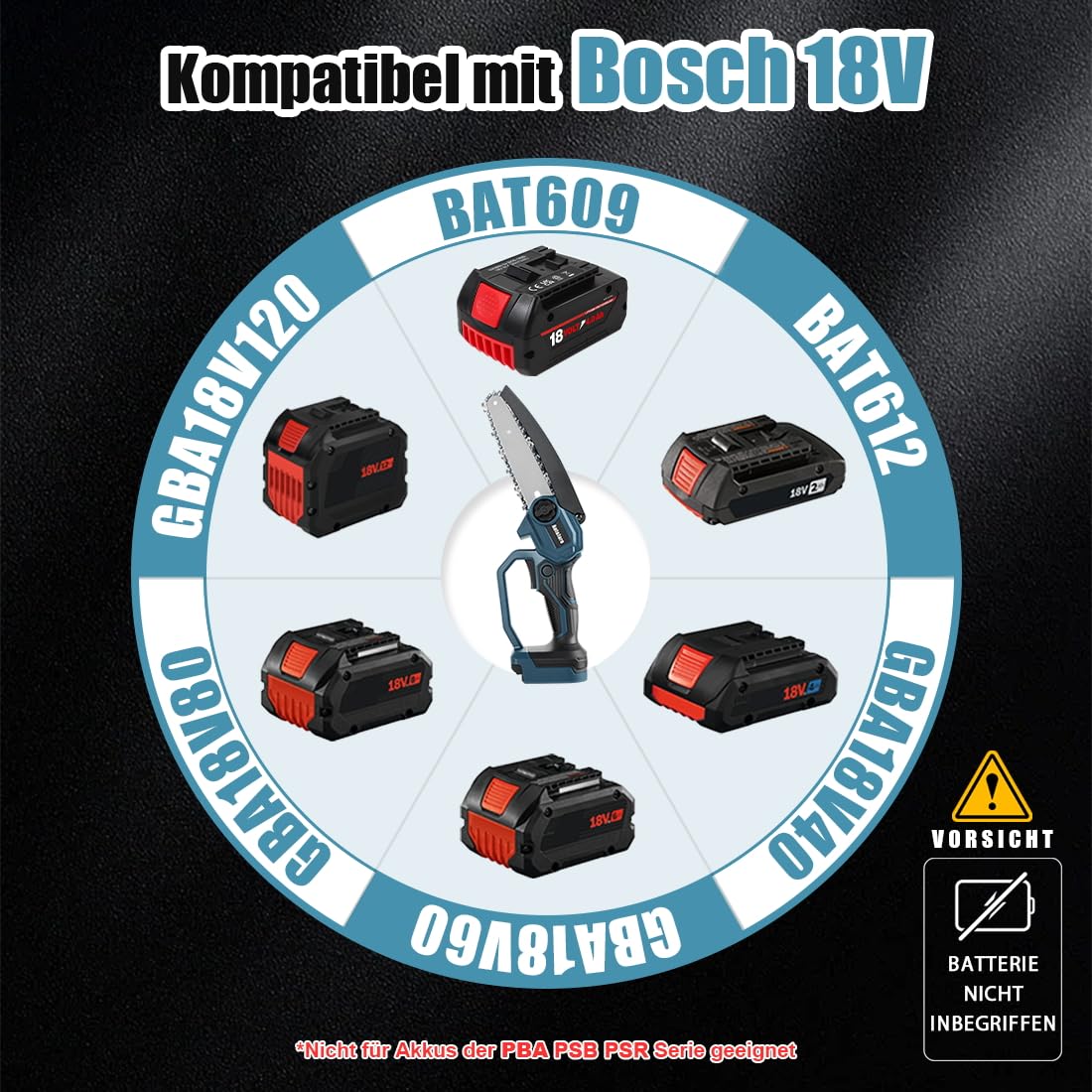 6 zoll Mini Kettensäge Kompatibel mit Bosch 18V Batterie Bürstenlose Elektro Säge zum Schneiden von Baumbeschneidung Holzschneiden Gartenarbeit (ohne Akku)