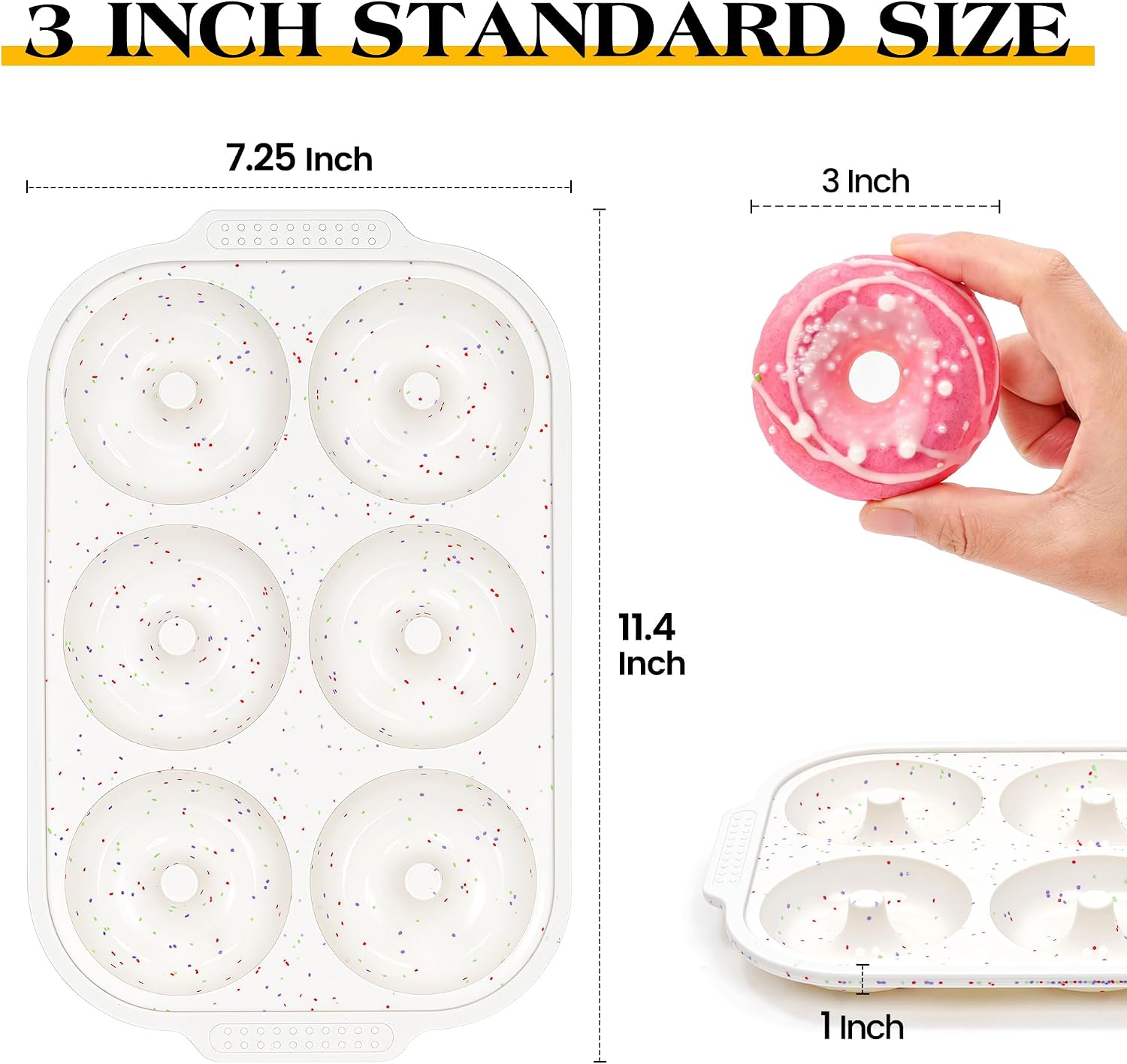 KASHME 3 Inch Silicone Donut Pan for Baking with Metal Frame(3 Pcs)