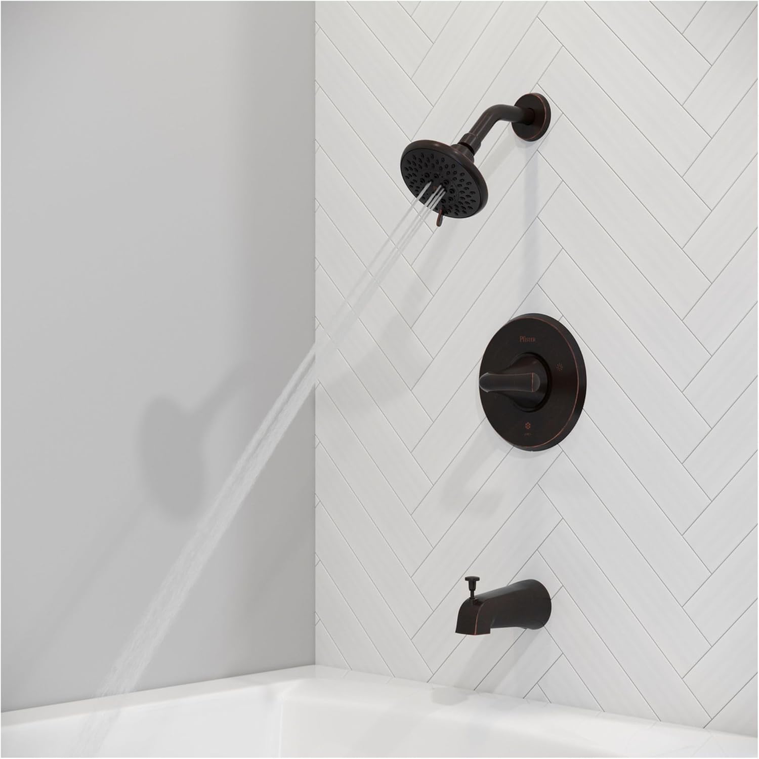 Pfister LG89-8MCA McAllen Tub and Shower Trim Package with 1.8 GPM Multi Function Shower Head, Quick Connect Diverter Tub Spout, Secure Pfit, and Pforever Seal - Matte Black