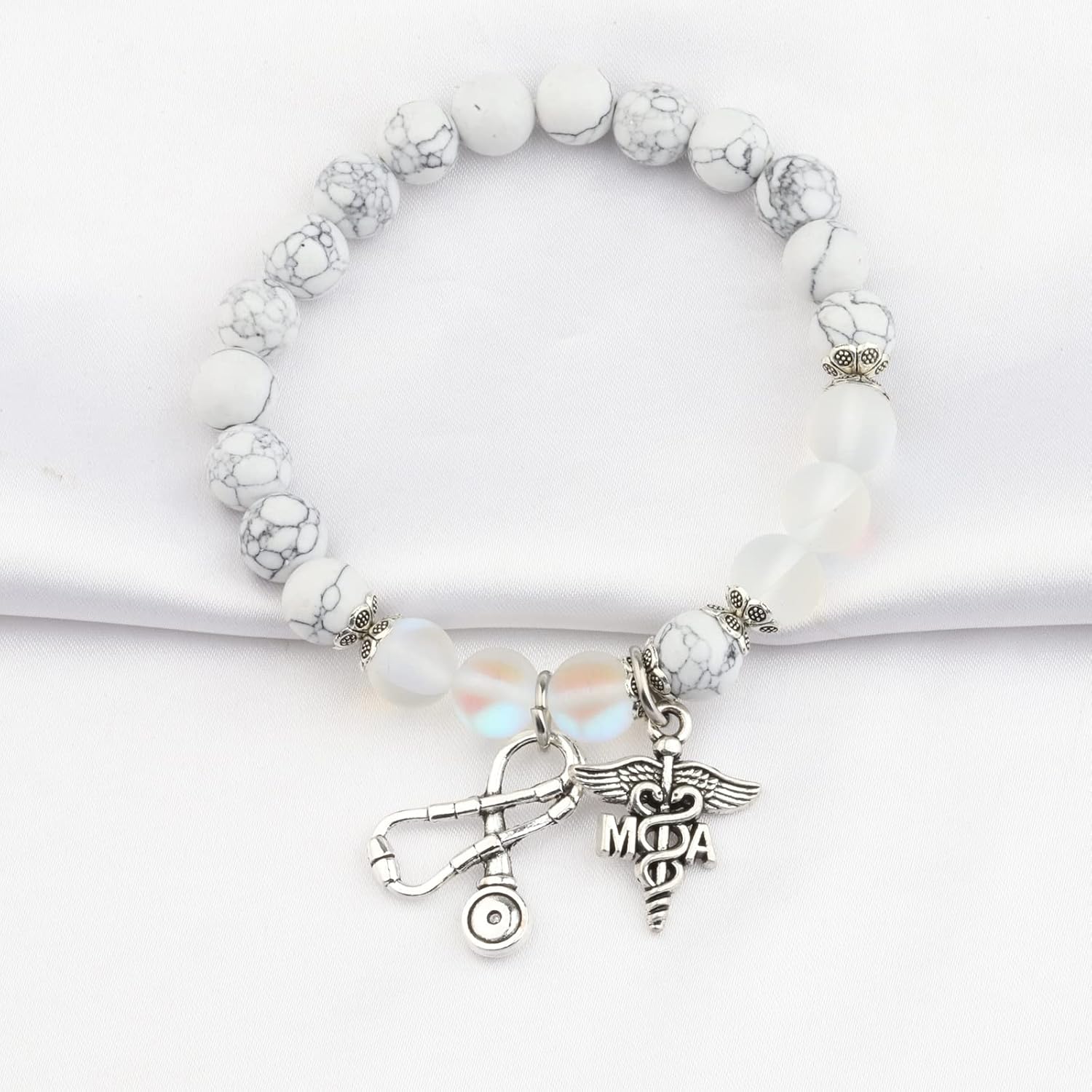FUSTMW Medical Assistant Graduation Gift: MA Bracelet Stethoscope Charm - Medical School Nursing Gift