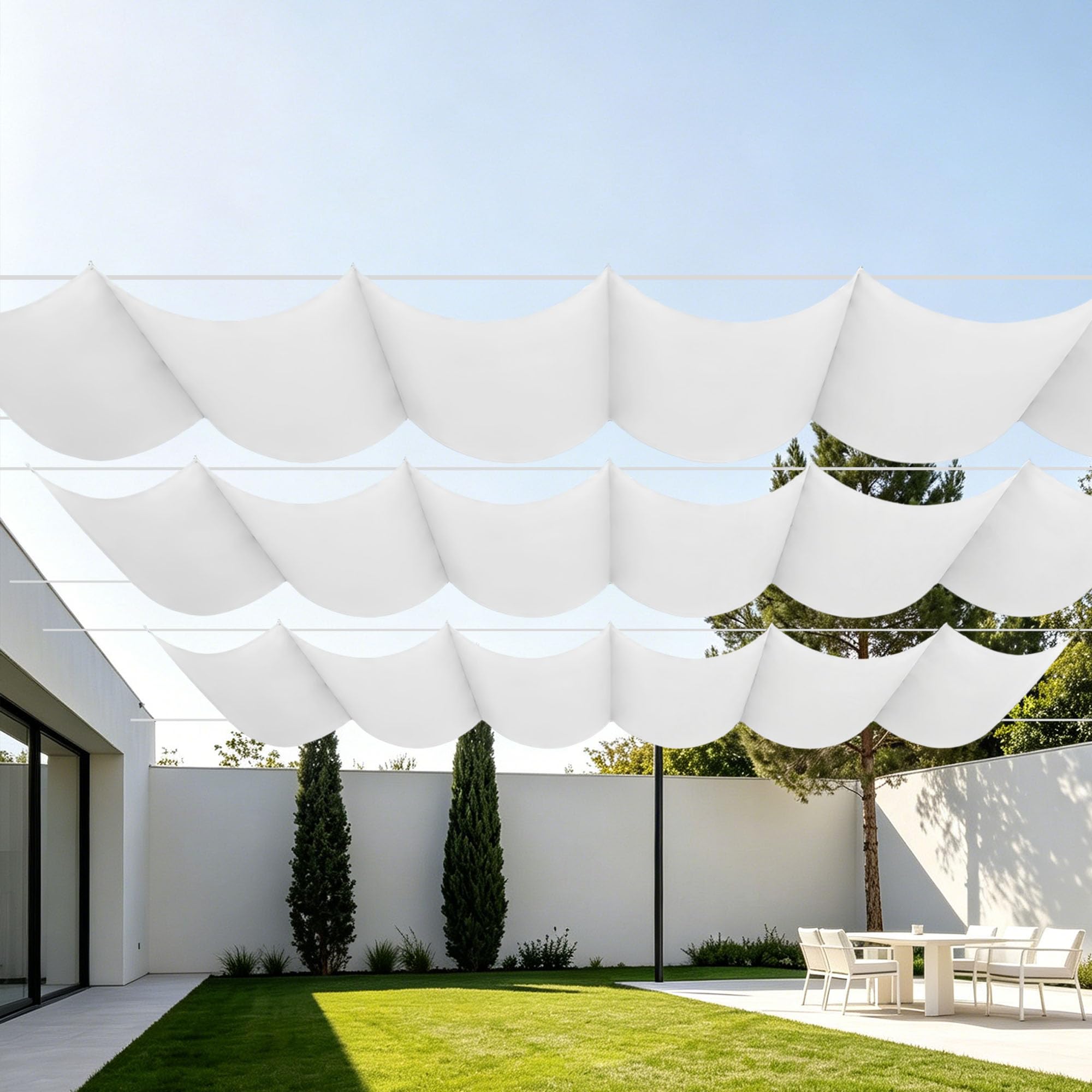 Voile d'ombrage 500x260 anti-UV avec cordons pour terrasse
