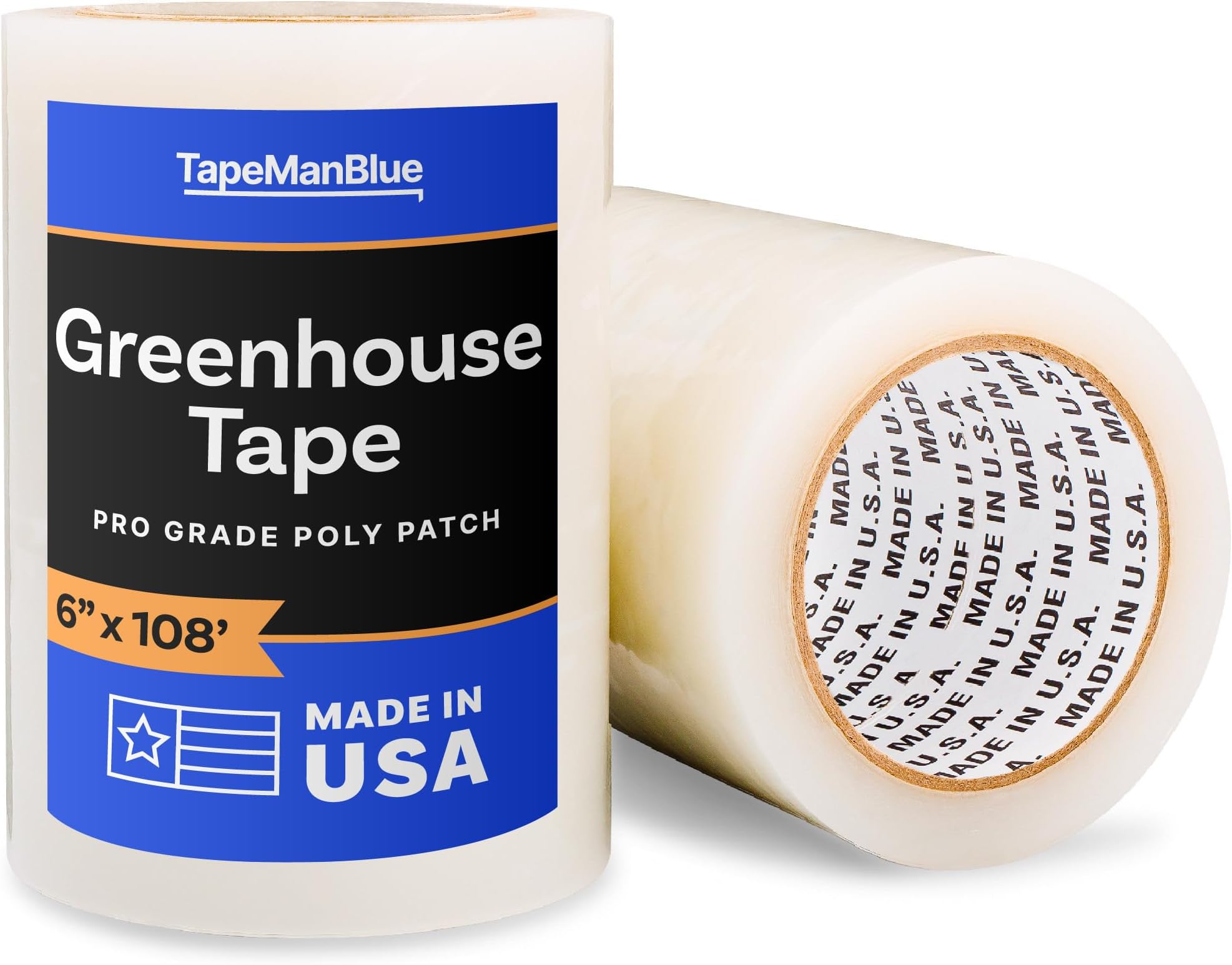 6" x 108' Roll of Greenhouse Repair Tape, Made in USA, Heavy Duty, Clear Poly Patch Tape for Repairing Greenhouses and Plastic Sheeting, UV Resistant Polyethylene Film for Seaming & Splicing