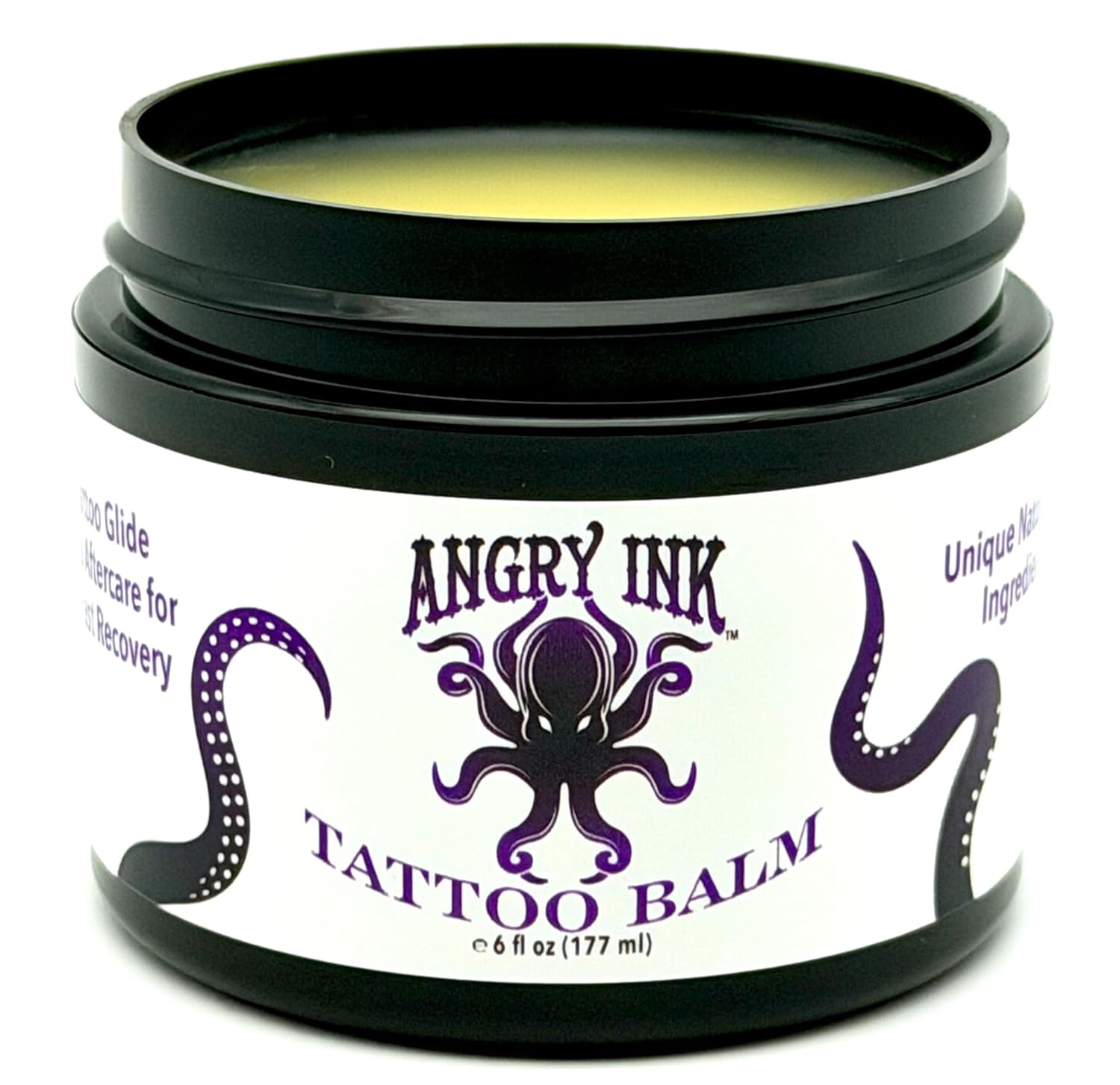 6 oz Angry Ink Tattoo Balm with Natural Ingredients | Great as a Glide and Aftercare for Fast Recovery. NO PETROLEUM. Soothing comfort for redness and itching.
