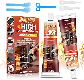 High Temperature Silicone Adhesive - 3.38 floz Black RTV Silicone Repair Glue Kit, Heat Resistant Glue for Oven, Microwave, Grill,Stoves(50ml*2)