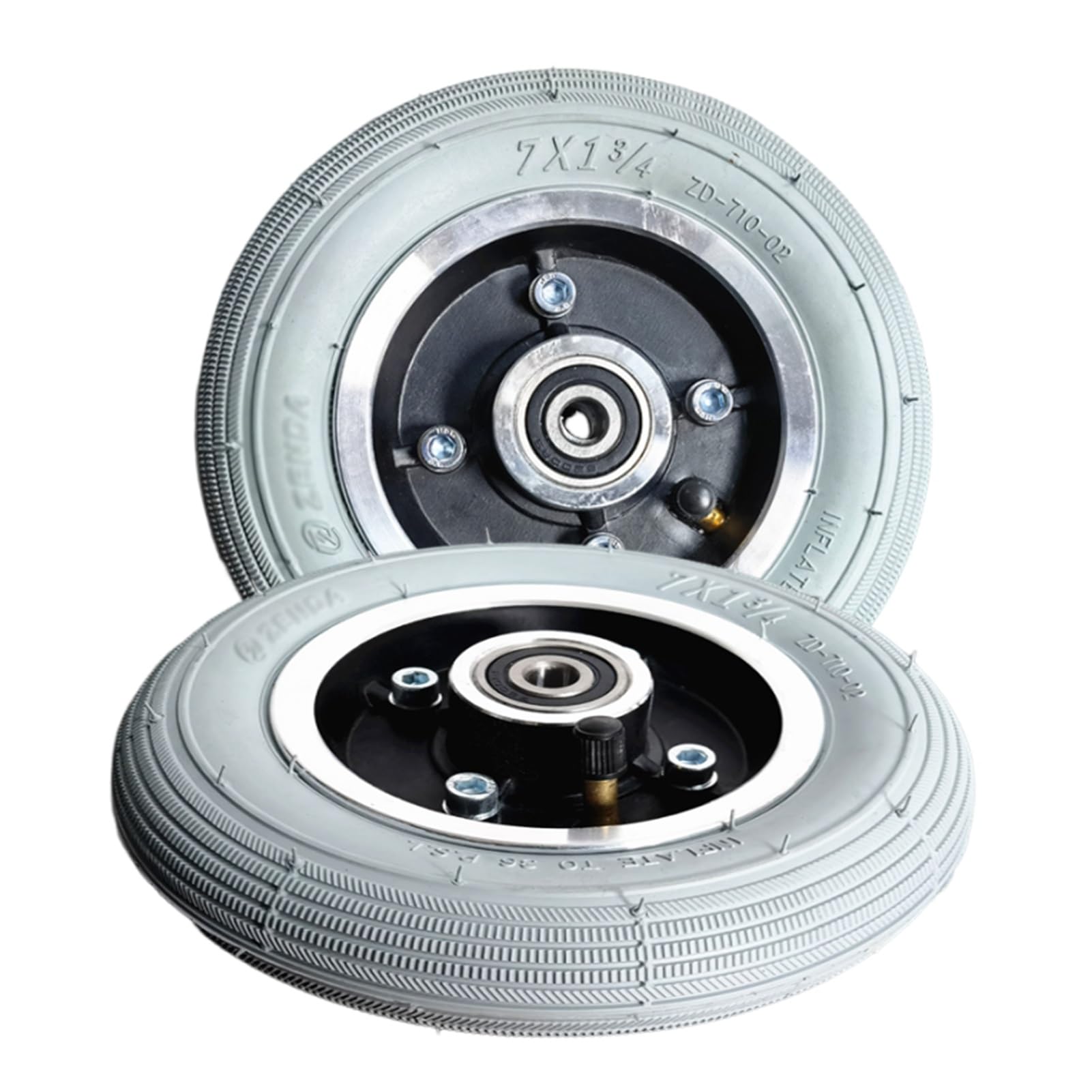 7 Inch Electric Wheelchair Front Wheels Assembly, 7x1 3/4 Pneumatic Wheelchair Accessories, for Front Castor Replacement(Bearing 8mm)